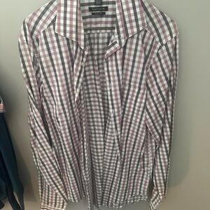 Van Heusen Red and White Dress Shirt Classic Checkered Design